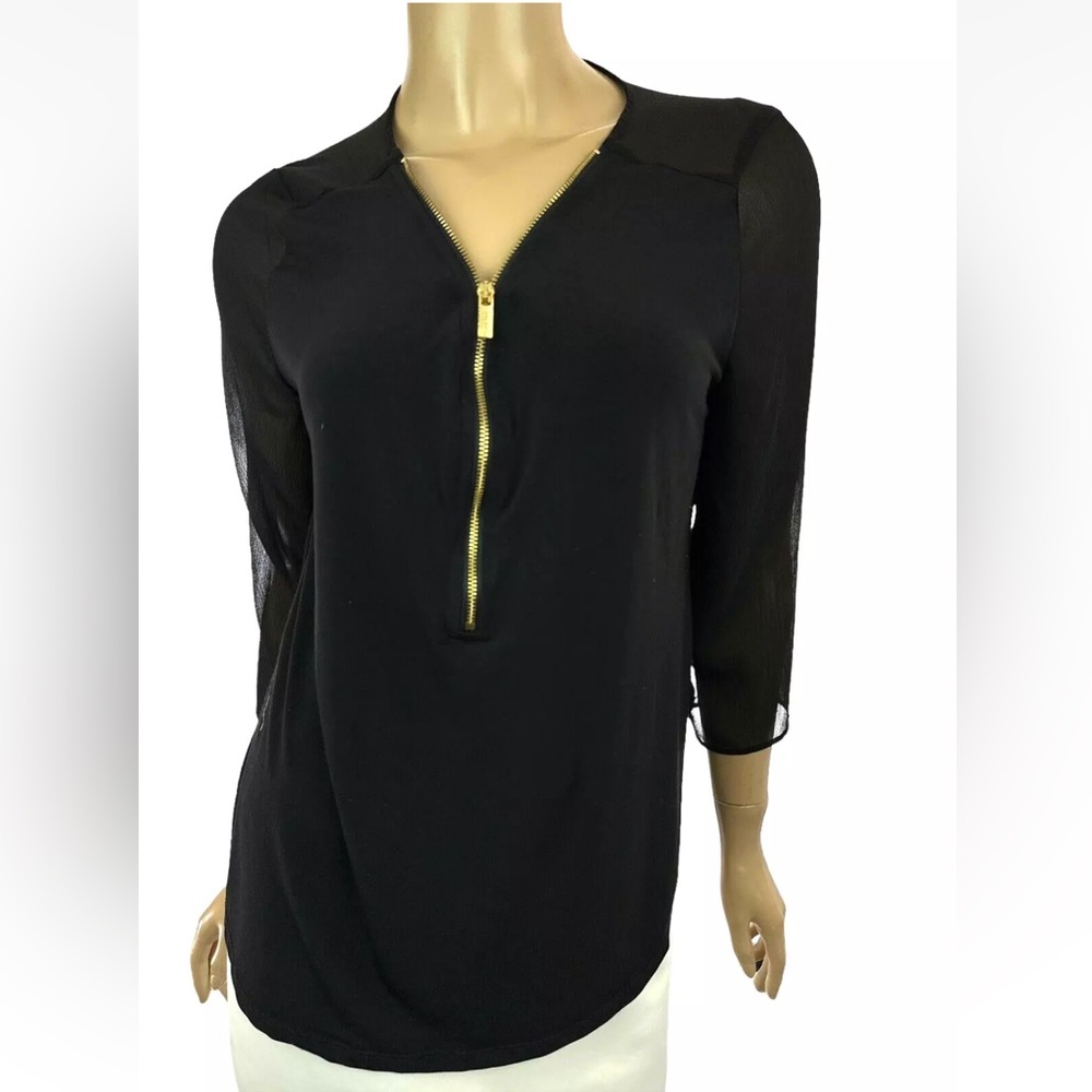 Ellen Tracy Black 1/2 Zippered Women's Top